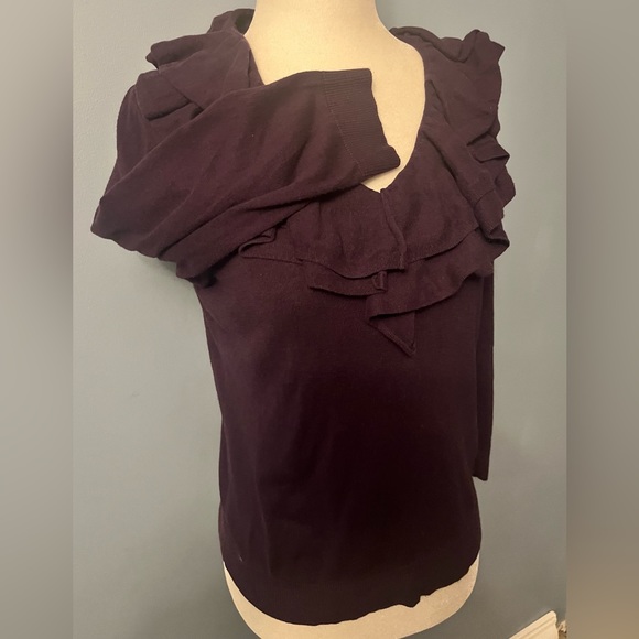 Polo Ralph Lauren Womans Grape Colored Sweater w/ Collar Ruffles, Short Sleeves - Picture 1 of 6